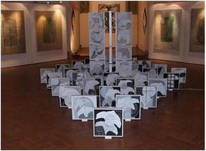 1 Installazione  di  Anna  Boschi, IL VOLO DEL POETA - 100 immagini 40x40